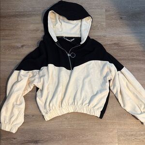 Black and Cream Hooded Sweatshirt